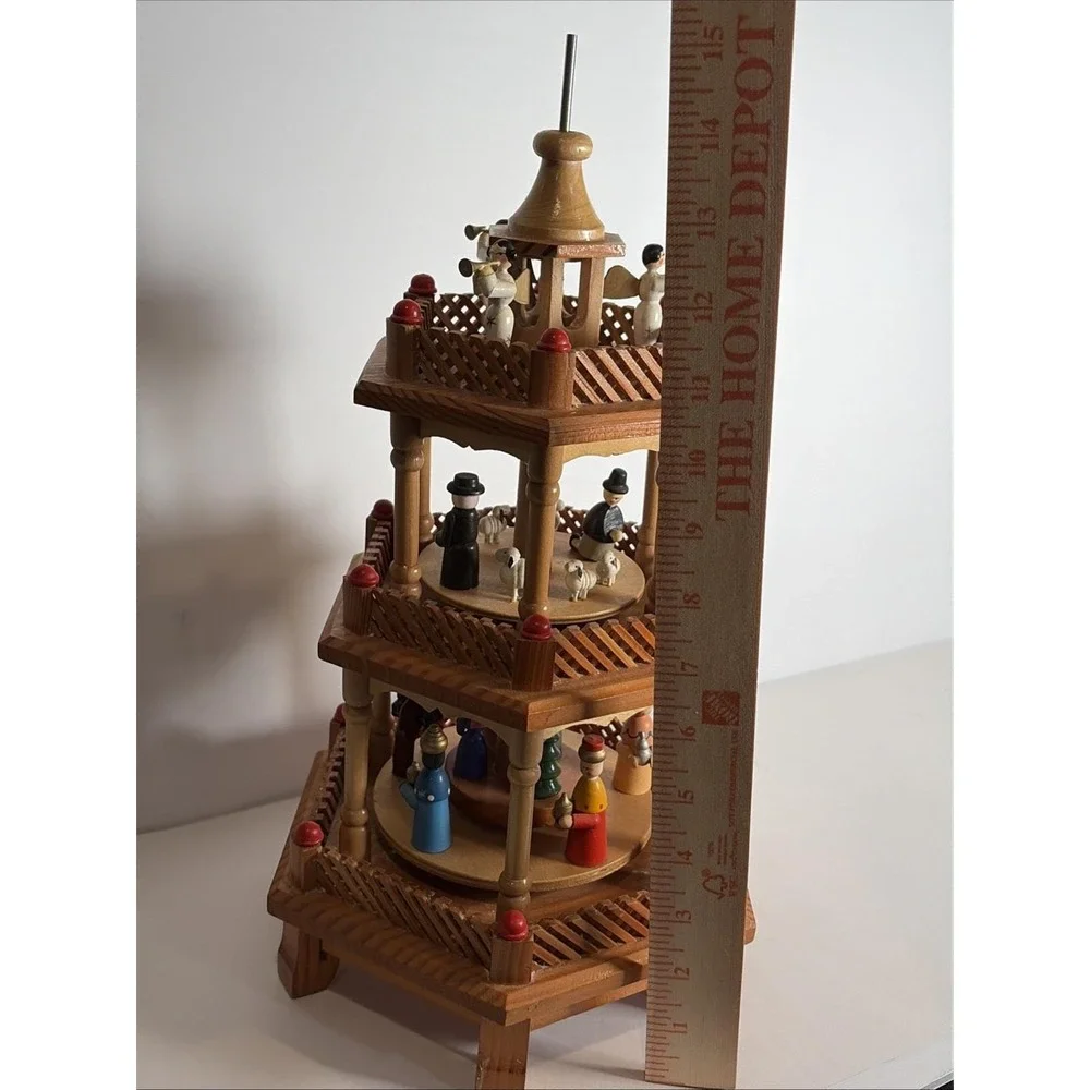 VTG Pyramid Nativity Carousel Parts Make Ornaments Wood Christmas Craft READ